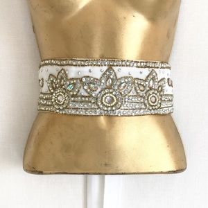 Bridal Beaded Jeweled Glitzy Tie Belt OS